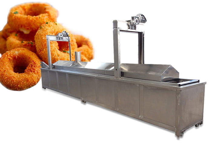 Continuous onion ring fryer machine