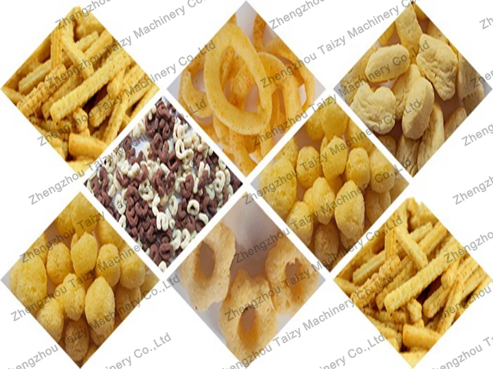 Various puffed snack food